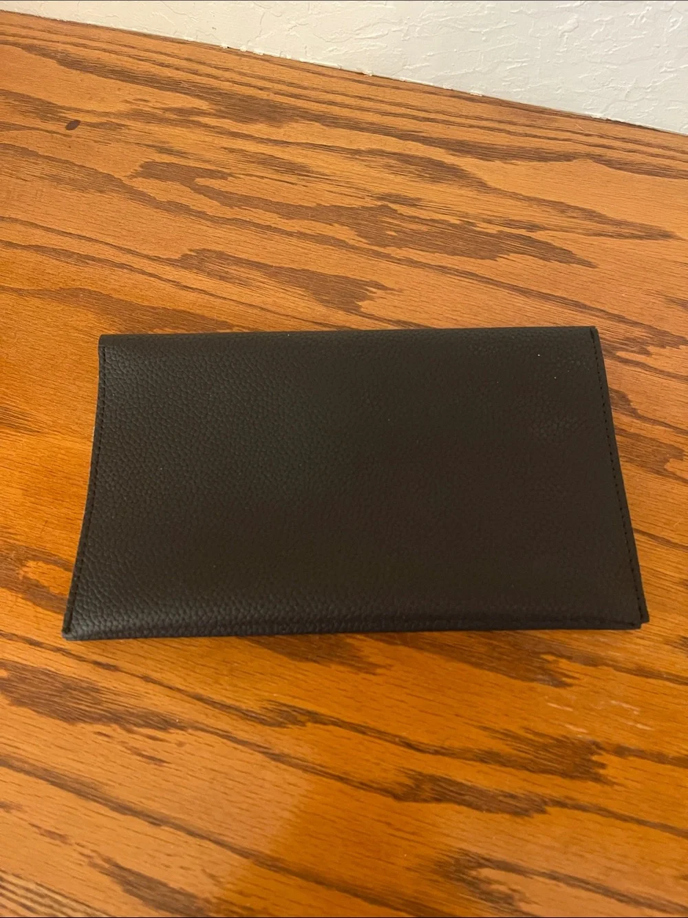 Minimalist  Black pebbled Leather Envelope clutch wallet  - Women Bags